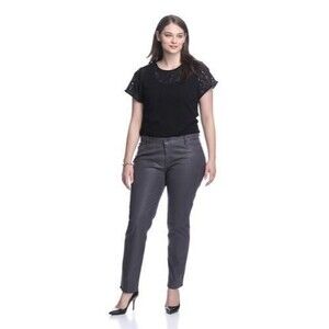 NWT New Womens 22 James Jeans Icon Plus Size Coated Legging Leather Dark Gray